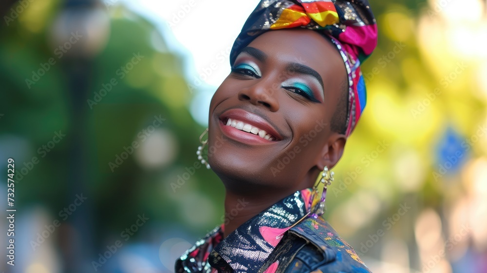 Fashionable Transgender Individual in Vibrant Stylish Attire. Fashionable Transgender Individual in Vibrant Stylish Attire.