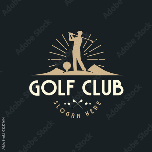 Vintage Professional Golfer Silhouette for Golf Club Logo Design