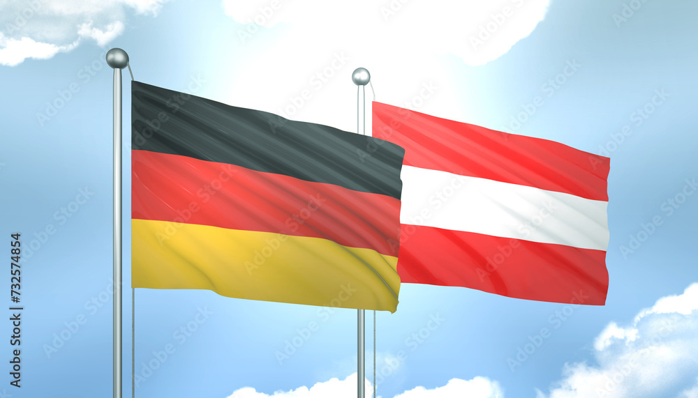 Germany and Austria Flag Together A Concept of Realations Germany and Austria Flag Together A Concept of Realations