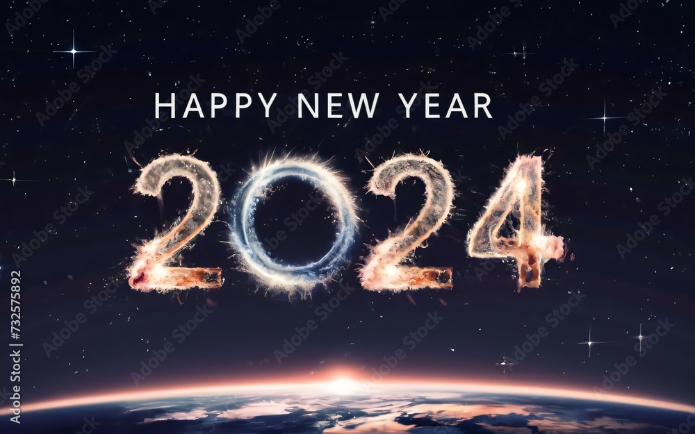 Naklejka premium happy new year 2024