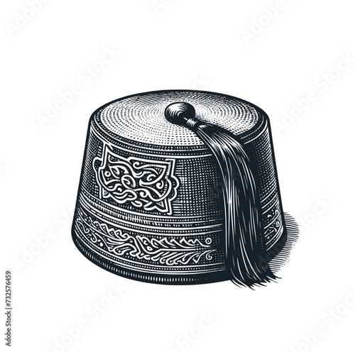 The vintage of morocco fez hat. Vector illustration photo