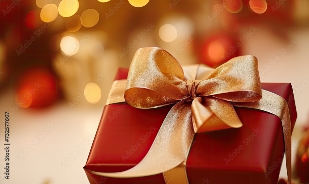 Red Gift Box With Gold Bow Red Gift Box With Gold Bow