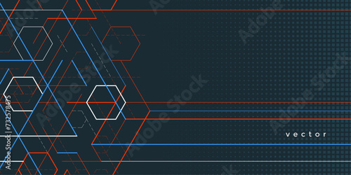 Geometric lines and squares. Abstract black background.Vector illustration.