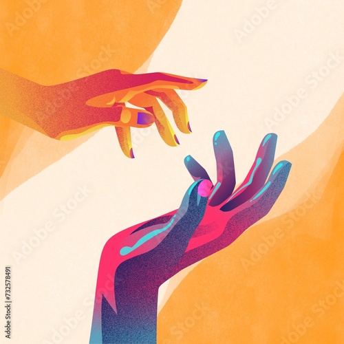gentle hand touches illustration.