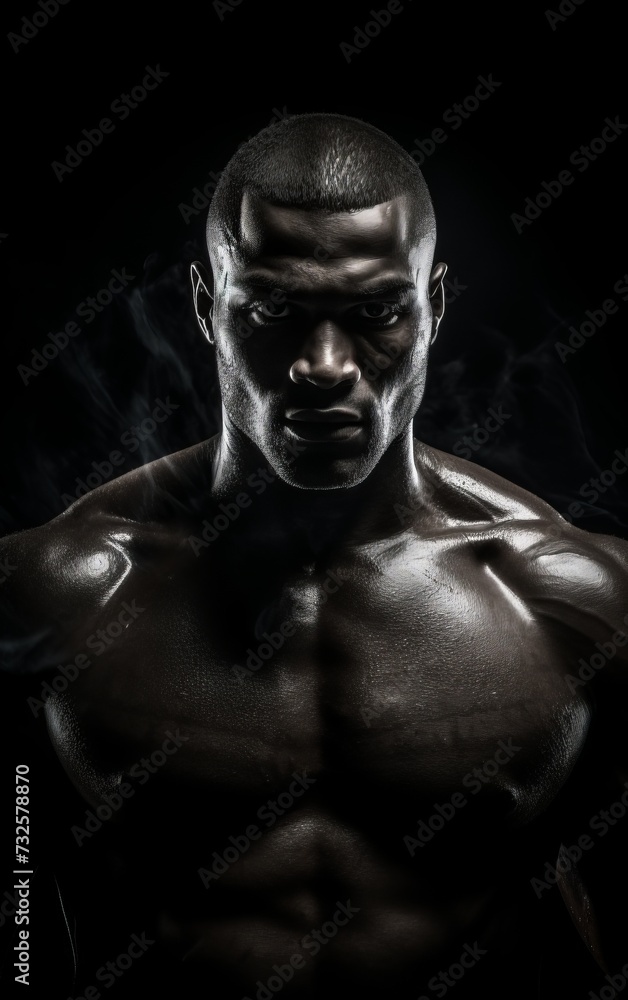 A boxer standing in a darkened ring, representing strength and determination. A boxer standing in a darkened ring, representing strength and determination.