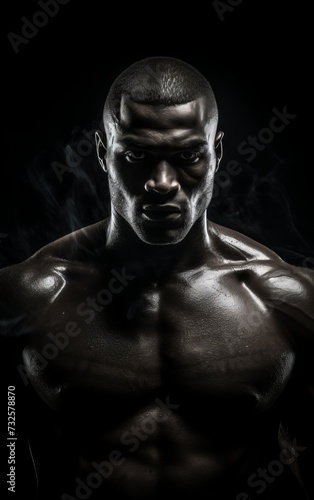 A boxer standing in a darkened ring, representing strength and determination.