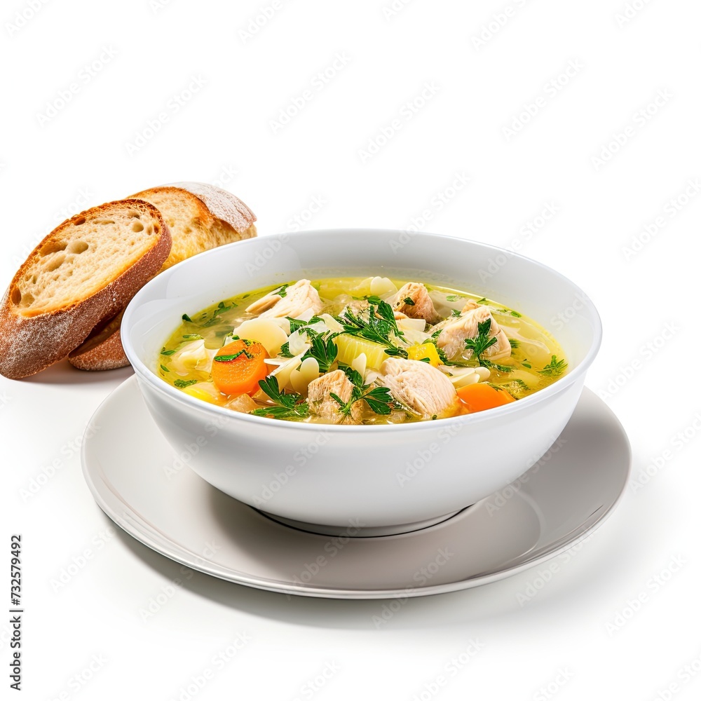 Chicken soup with vegetables closeup Chicken soup with vegetables closeup