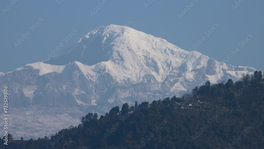 The Himalayas Beautiful Mountain Range With traditional village ...