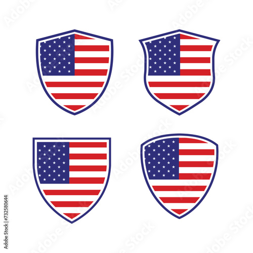 US American flag shield vector. USA shield flag Clipart American flag shield vector.