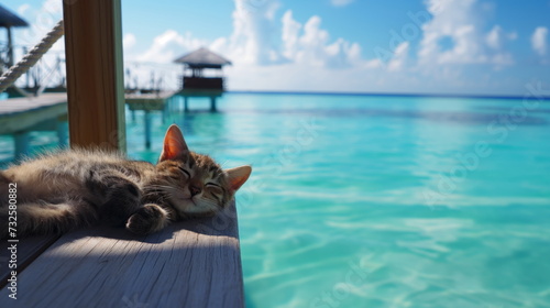 cat vacation in a nice resort, relax, cat-friendly, cats, chil