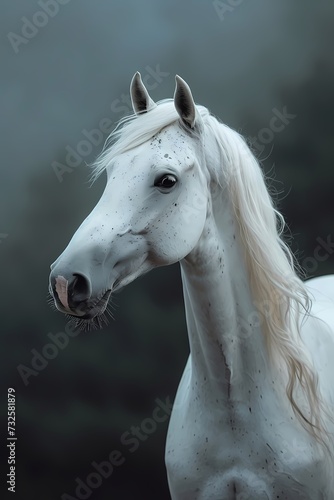 Portrait of realistic White horse
