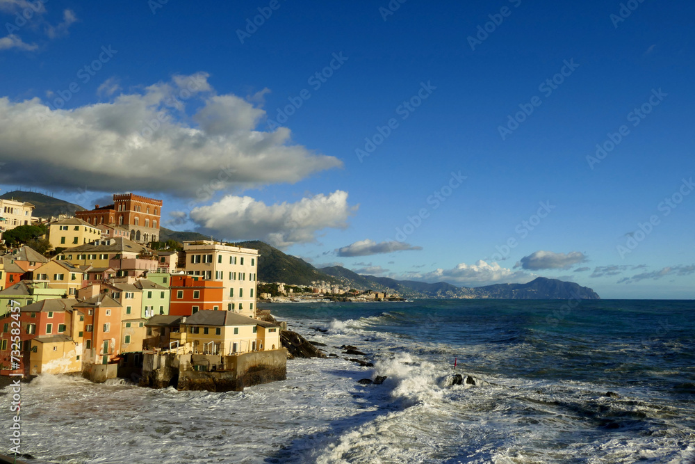 Borgo marinaro durante la mareggiata, Genova