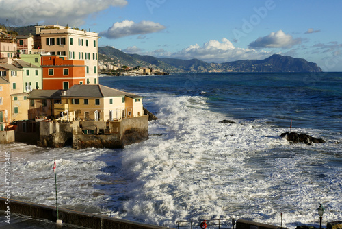 Borgo marinaro durante la mareggiata, Genova photo