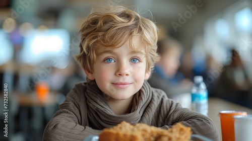  little boy seated at the  table