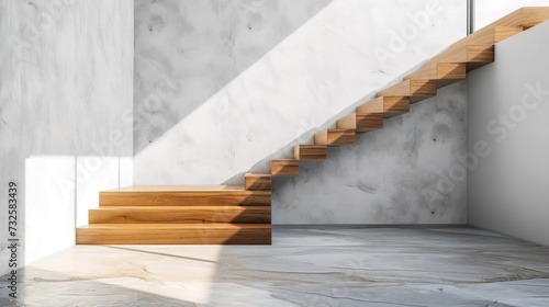 interior design, wood stairs minimalist marble white wall house, modern style house, real estate background, stairway to heaven, background cover banner home advertising photo