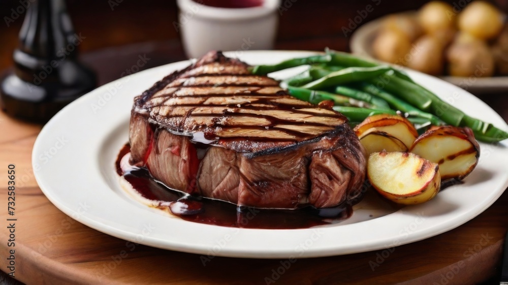 Mouthwatering prime rib roast, featuring tender slices of slow-cooked beef with a caramelized crust Mouthwatering prime rib roast, featuring tender slices of slow-cooked beef with a caramelized crust