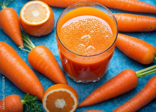 Freshly squeezed carrot juice in a glass