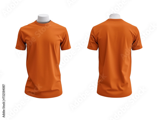 front and back view orange t shirt template