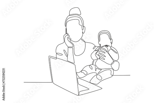 A mother who is working while raising children