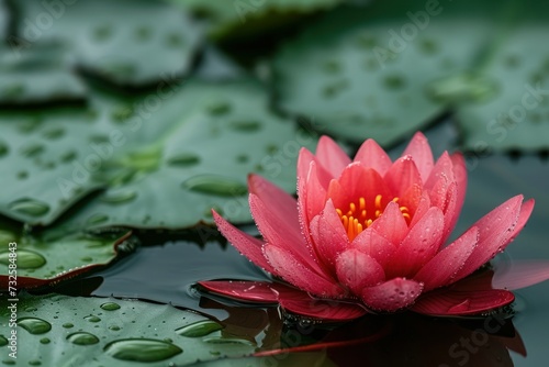 a red lotus in natural water