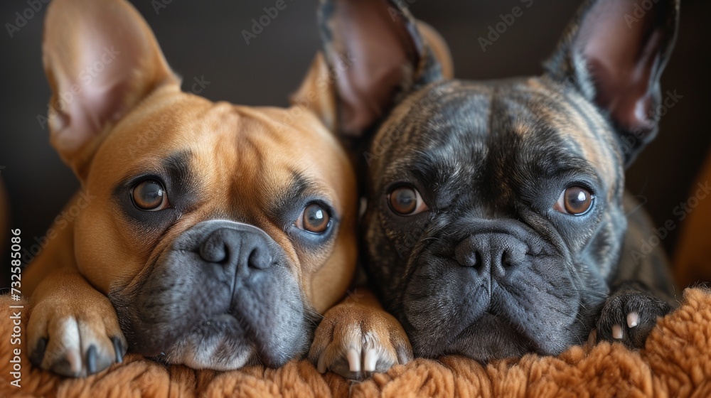  couple of french bull dogs