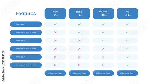 Pricing plans and tables comparison photo