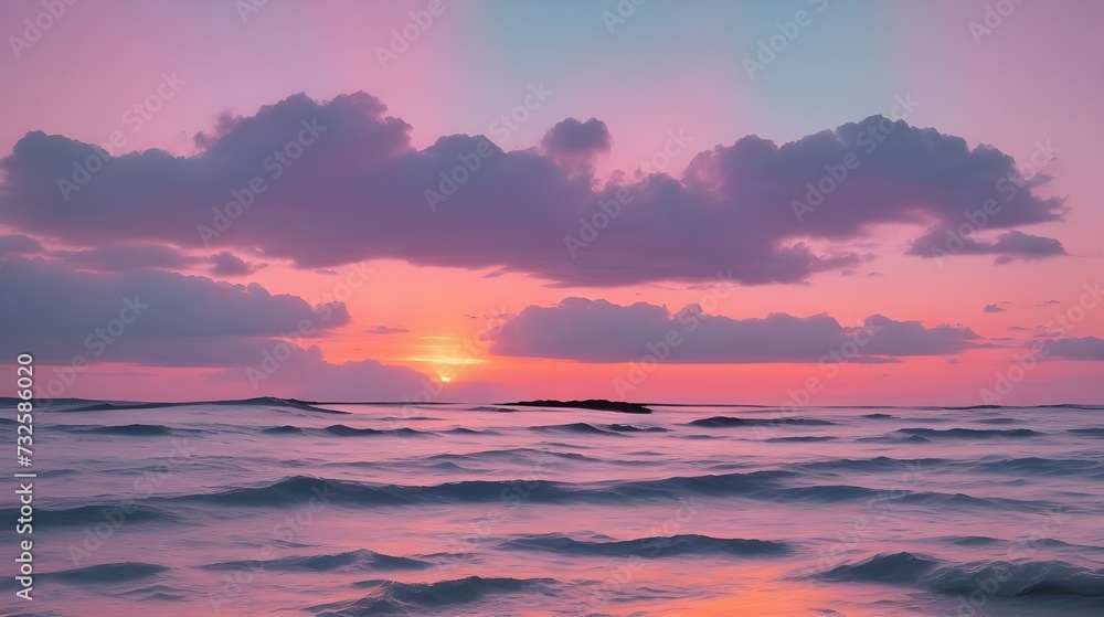  purple and pink sunset sky sea illustration

