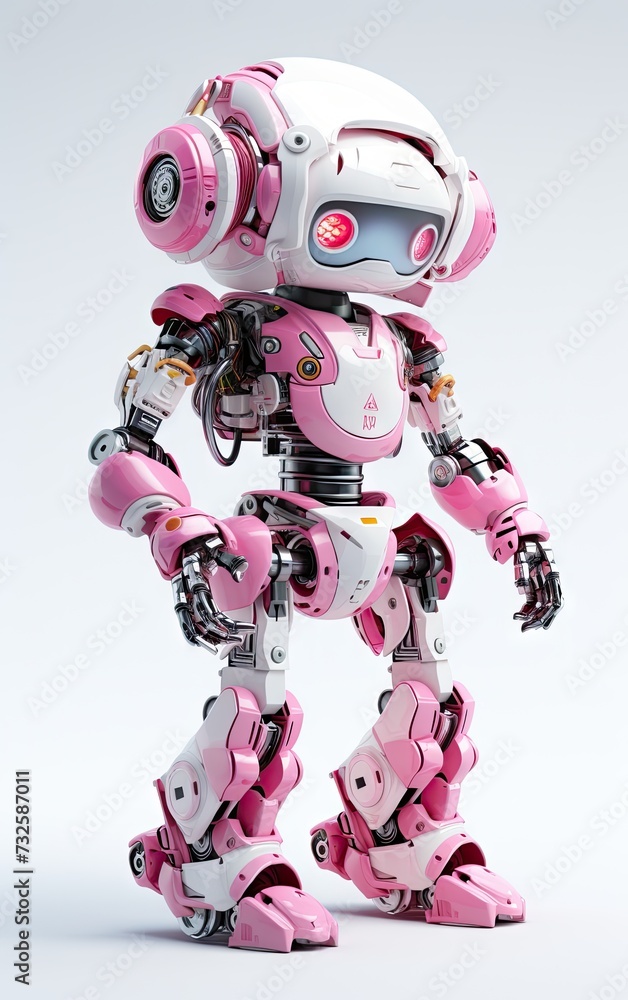 Pink robot full body kind illustration isolated on white background Pink robot full body kind illustration isolated on white background