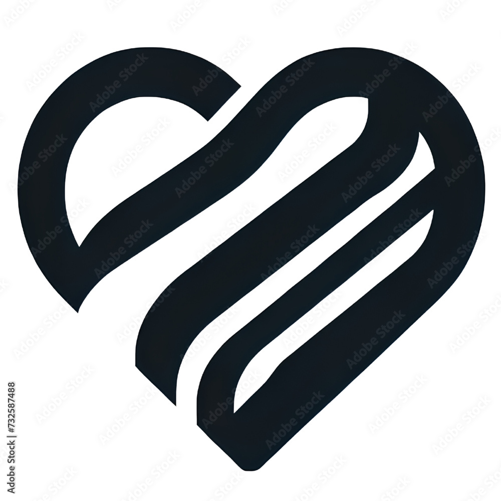 Abstract Heart and Ribbons Line Art on Black Abstract Heart and Ribbons Line Art on Black