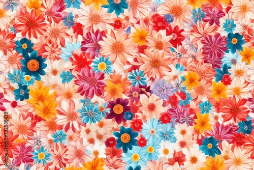 Abstract floral background  beautiful flowers collage  colorful holiday pattern