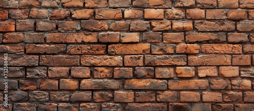 A detailed view of a brown brick wall showcasing numerous bricks, highlighting the building material and solid construction of brickwork.