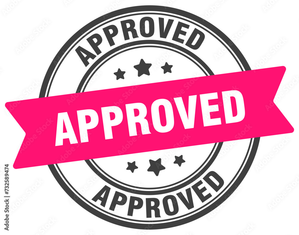 approved stamp. approved label on transparent background. round sign