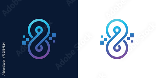 Technology 8 logo, abstract logo, internet icon