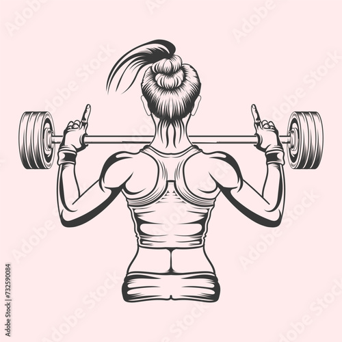 gym with hands up a dumble vector