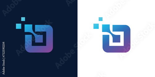 Technology box logo, abstract logo, internet icon