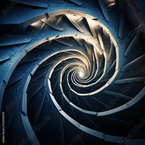 Hypnotic metal spiral. Detail of a spiral staircase in a modern building.