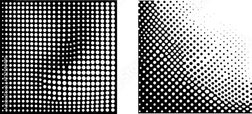 Half tone circle shape dot pattern monochrome modern texture black halftone decoration vector illustration.spotted gradient effect geometric element white retro graphic art abstract background design.