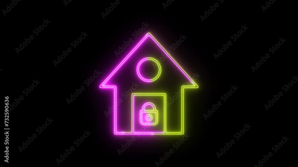 Glowing cyber security icon animated. Neon cyber security technology animation. Glowing cyber security icon animated. Neon cyber security technology animation.