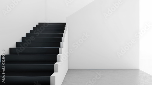 interior design  Black stairs minimalist white wall house  modern style house  real estate background  stairway to heaven  background cover banner home advertising