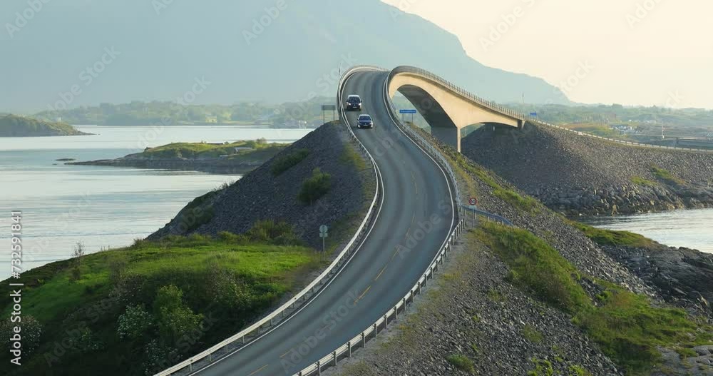 Vevang Vevang, Norway - June 20,2023: Traffic on Atlantic Ocean Road or the ...