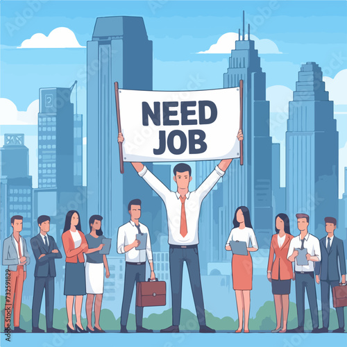 unemployment cartoon people need job illustration