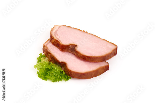 Smoked meat, isolated on white background.