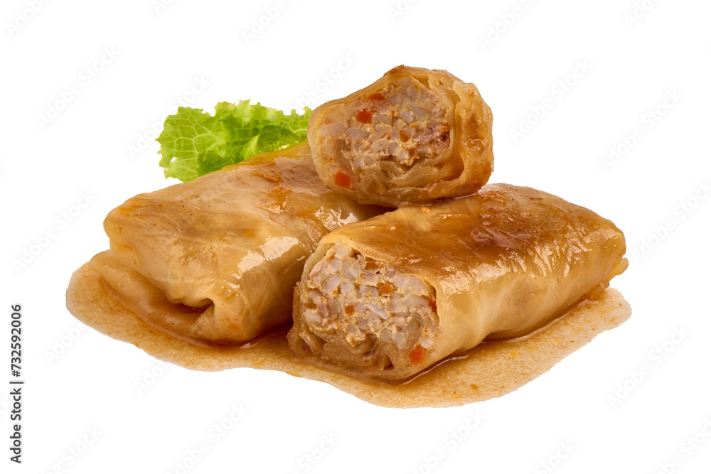 Stuffed cabbage rolls isolated on white background. Stuffed cabbage rolls isolated on white background.
