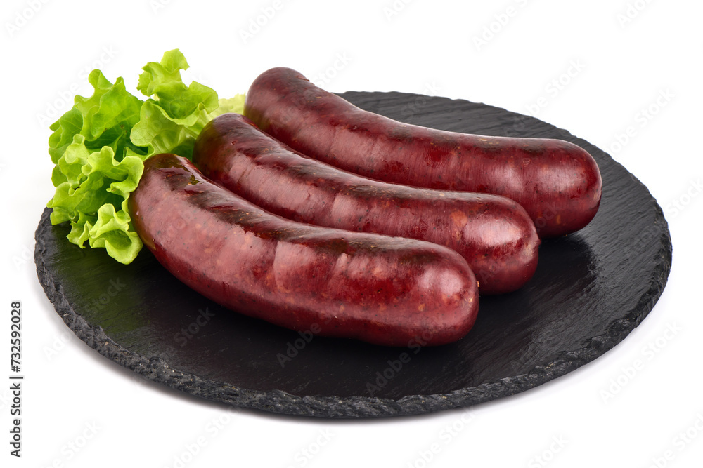 Grilled sausages, Oktoberfest dishes, isolated on white background. Grilled sausages, Oktoberfest dishes, isolated on white background.