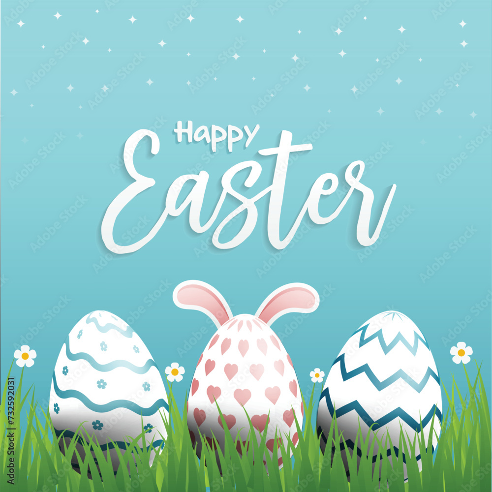 Easter eggs realistic 3d background for Easter day greeting post vector illustration