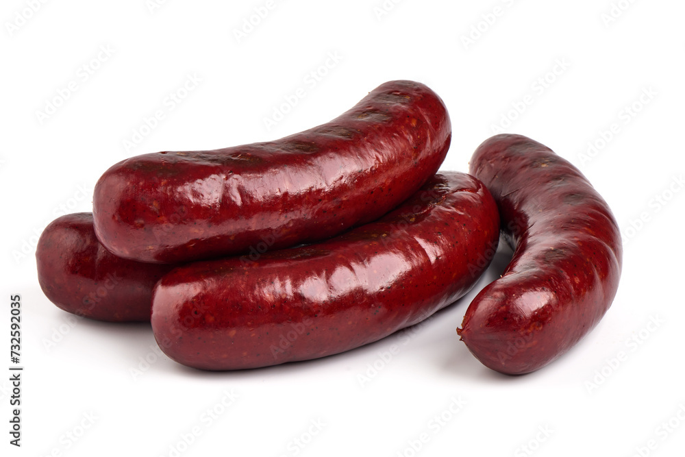 Grilled german bratwurst sausages, isolated on white background. Grilled german bratwurst sausages, isolated on white background.