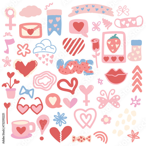 Valentine' Day element doodle hand draw decoration vector and illustration