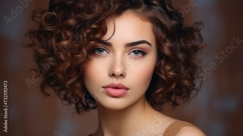 beautiful hair woman with stylish hairstyle, happy with beauty products, hair shampoo or conditioner, perfect healthy lovely shiny hair, fashion, modern, beauty, makeup, model, cosmetics