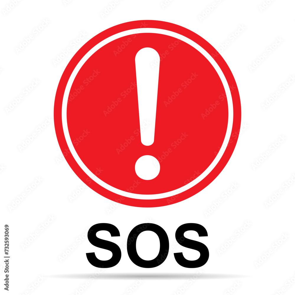 SOS help shadow icon, safety support alert design, save vector illustration SOS help shadow icon, safety support alert design, save vector illustration