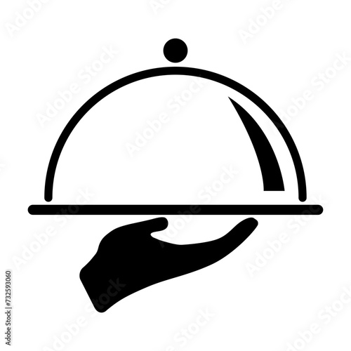 Waiter tray icon, dish menu restaurant web symbol, lunch design vector illustration